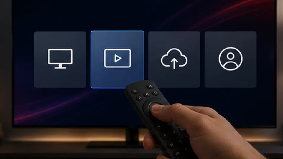 TV interface with generic IPTV login method tiles selected using a remote